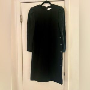 VTG Neiman Marcus Dark Victorian Whimsygoth Embroidered Wool Puff Sleeve Dress